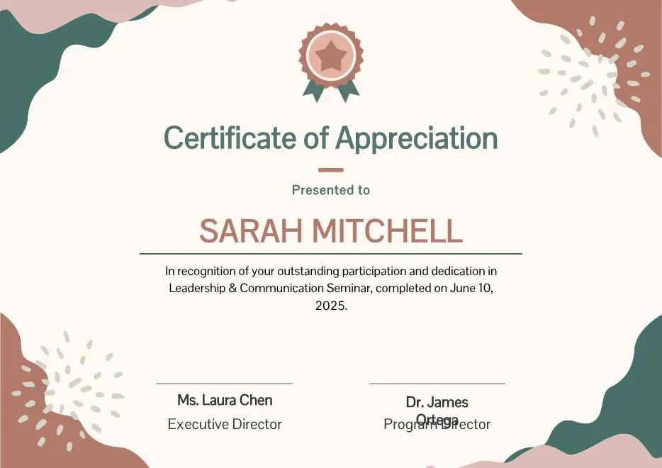 Beige Blob Appreciation Seminar Certificate thumbnail
