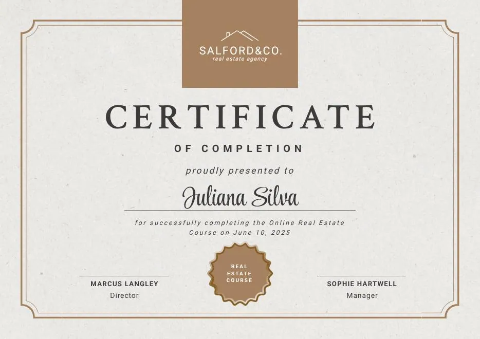 Beige Brown Aesthetic Real Estate Course Completion Certificate thumbnail