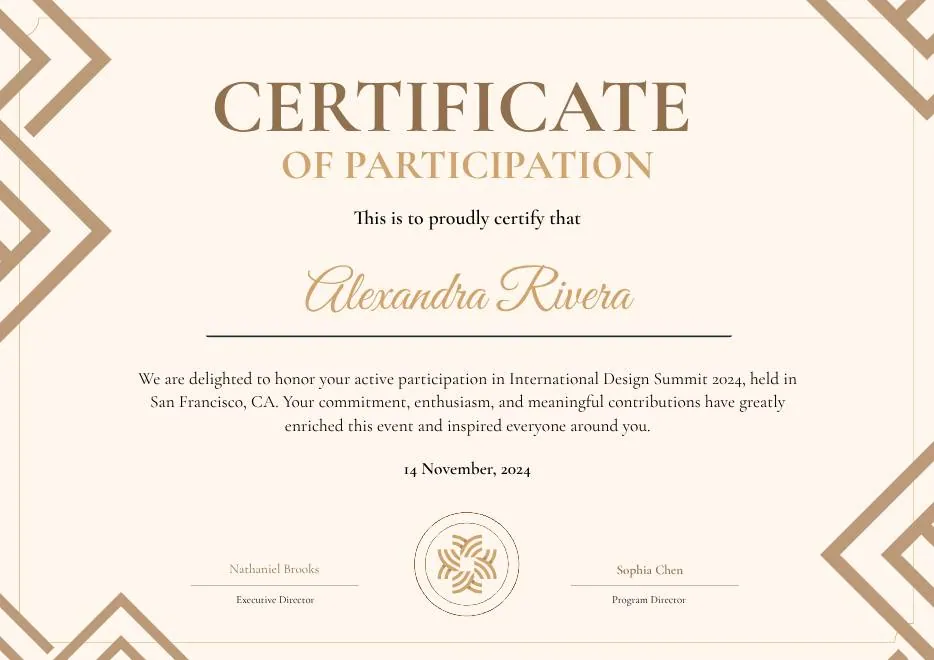 Brown Modern Geometric Participation Certificate thumbnail