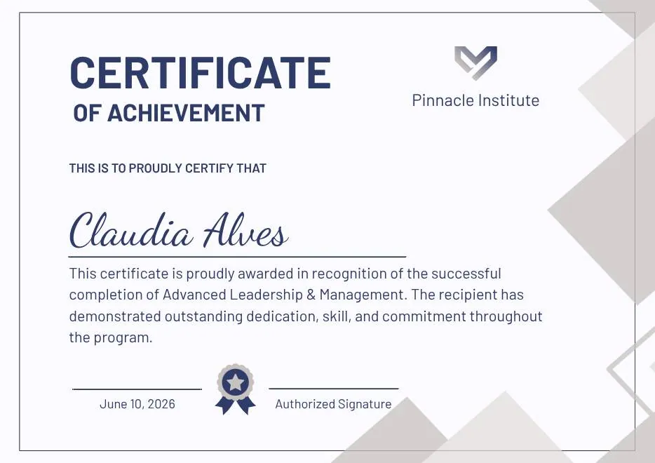 Gray and Blue Modern Achievement Certificate thumbnail